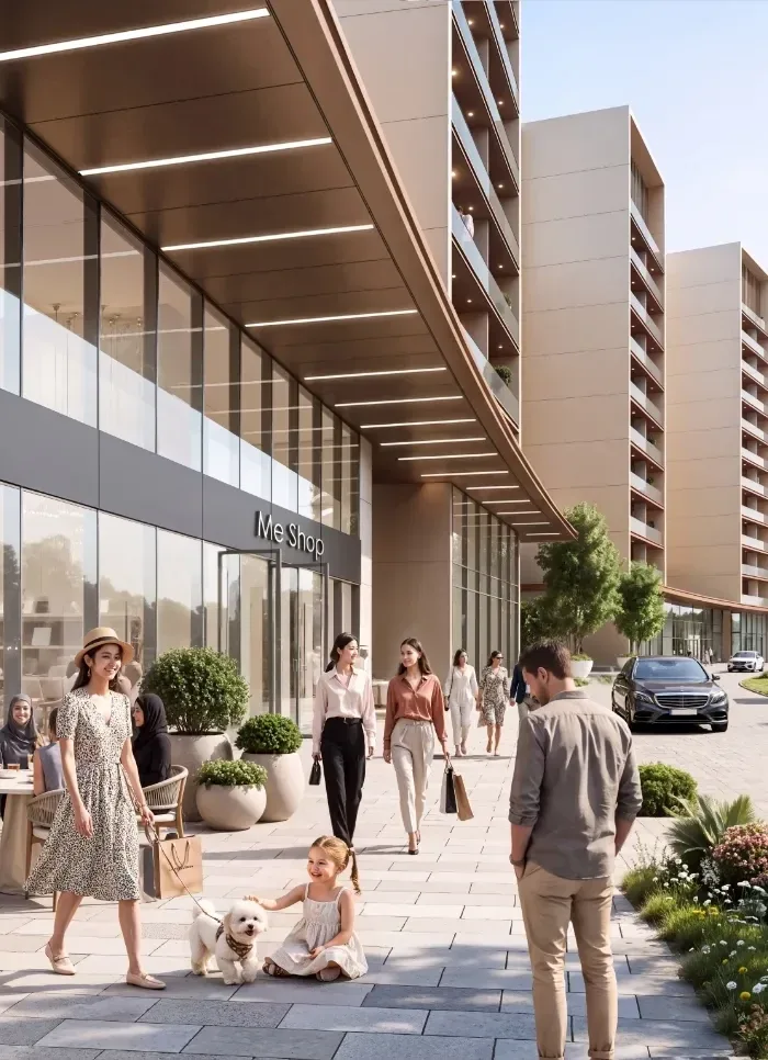 The Woods at Sobha Sanctuary: Covered arrival area beside the apartment building; official developer rendering