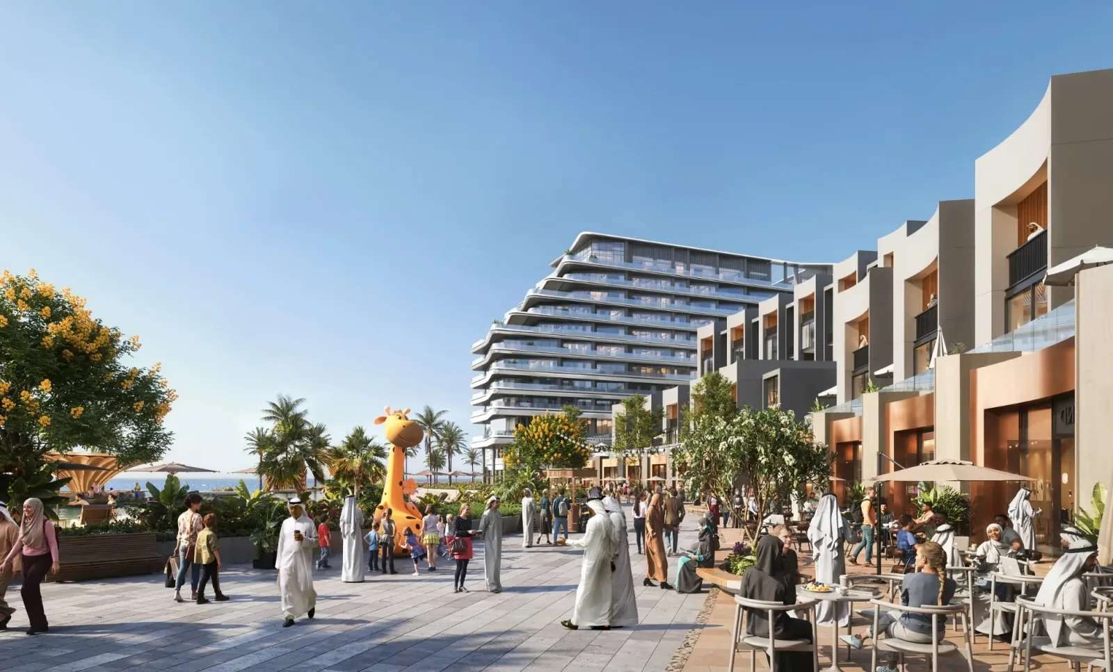 River Cove Residences at Sobha City: Landscaped pedestrian promenade beside residences; official developer rendering