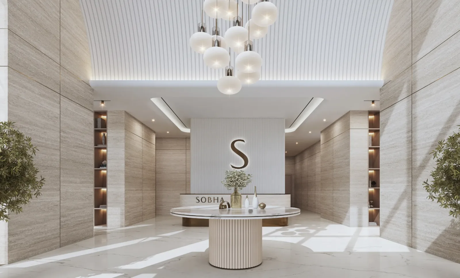 Illustrative Skyvue Stellar lobby and reception; official developer rendering