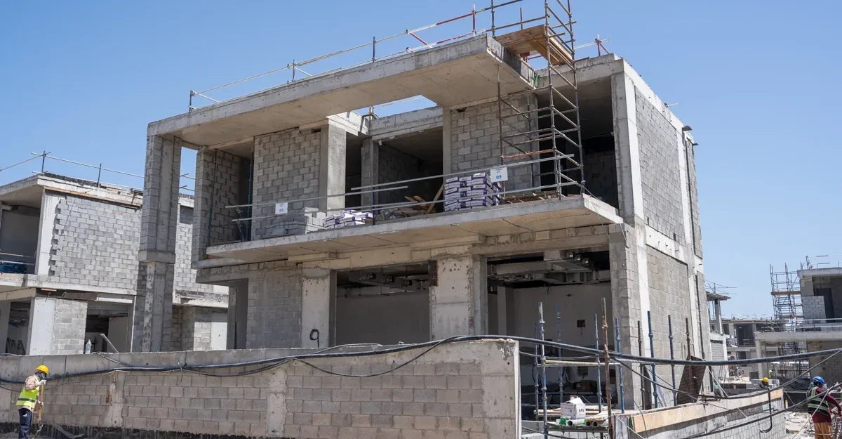 Bay Villas structural works; developer construction photograph, capture date not stated