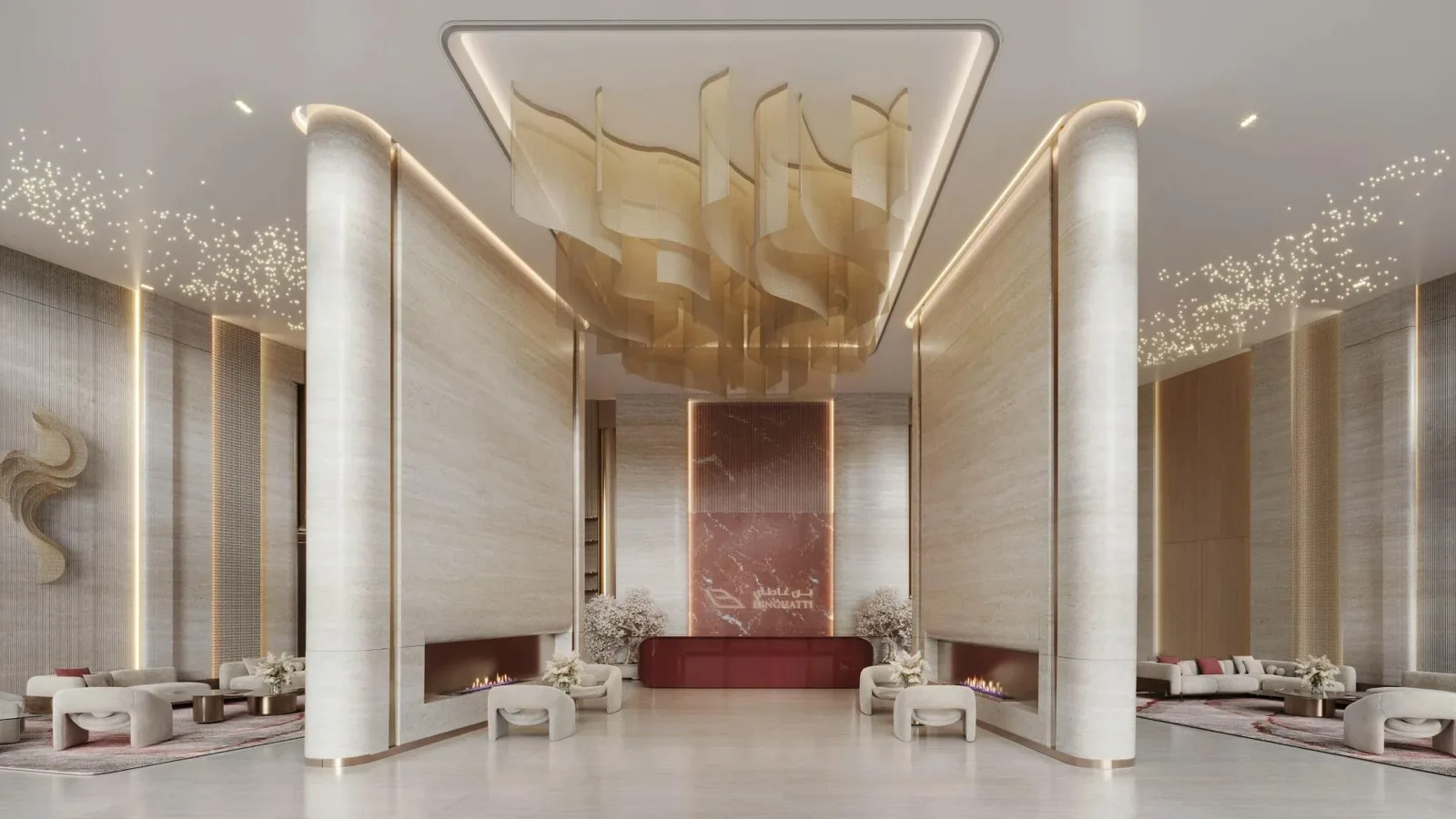 Binghatti Flare: Flare lobby interior; official developer rendering