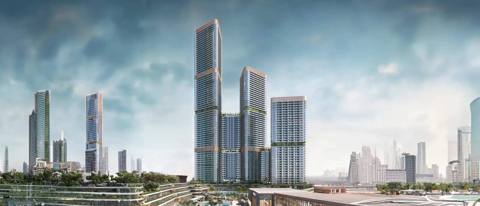 Skyvue Stellar tower within the Sobha Hartland II skyline; official developer rendering