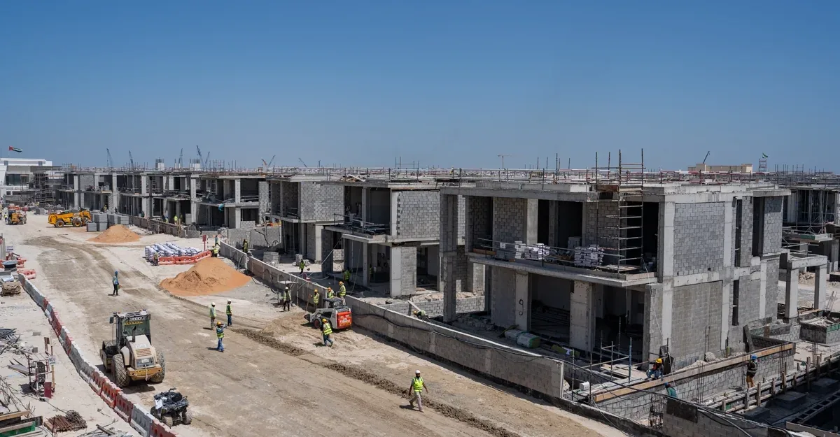 Bay Villas construction overview; developer construction photograph, capture date not stated