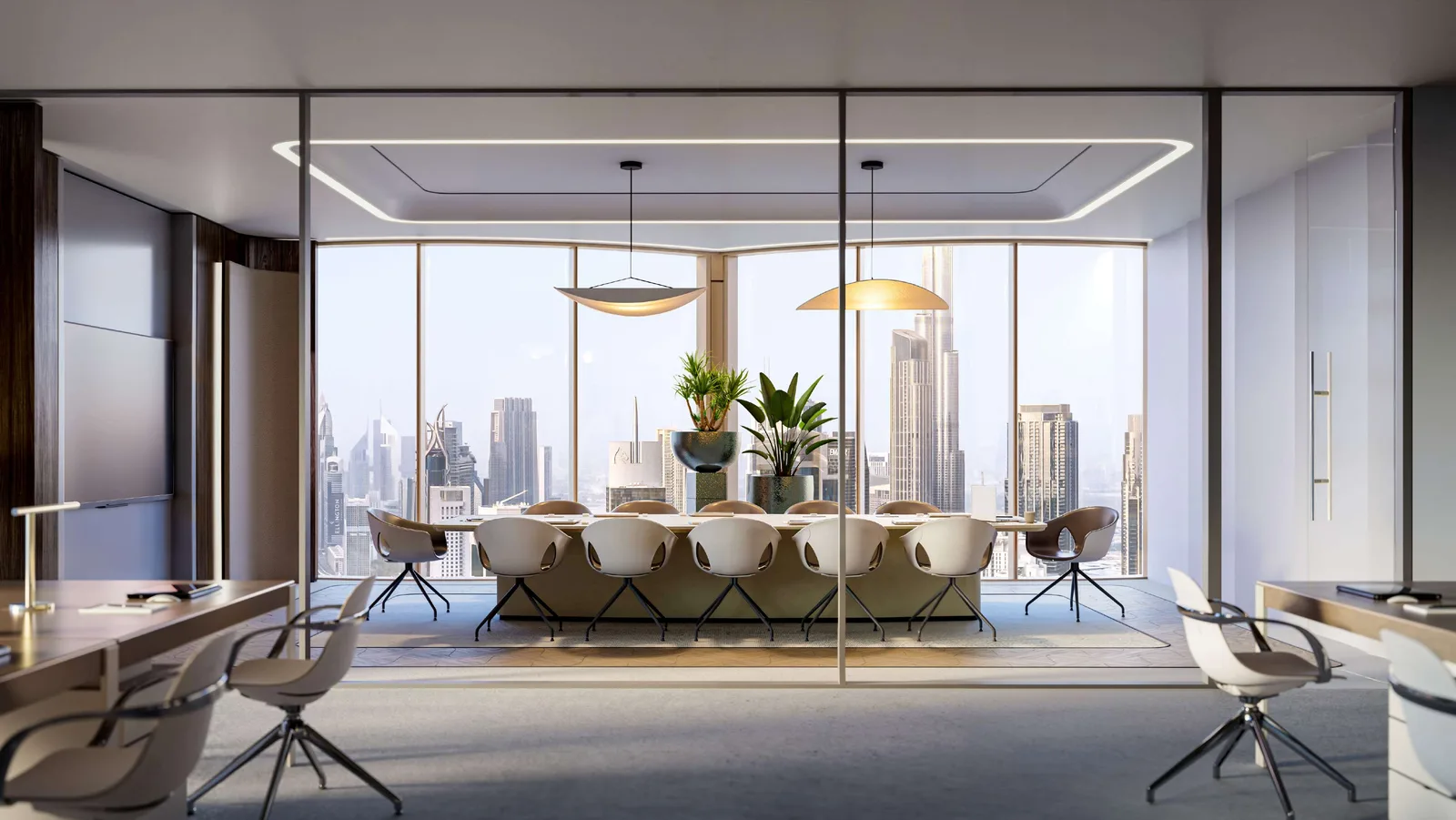 Office meeting room, architectural rendering