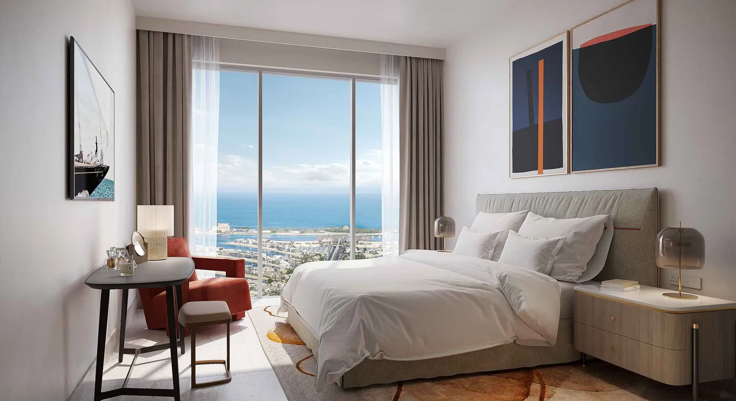 Address Residences The Bay: Bedroom with sea views — developer rendering
