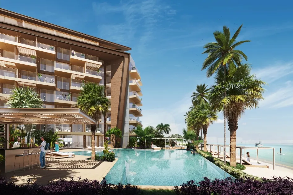 Ellington Beach House: Beachside pool at Ellington Beach House — developer rendering