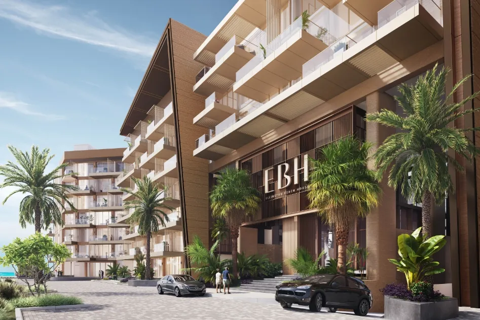 Ellington Beach House: Ellington Beach House entrance and facade — developer rendering