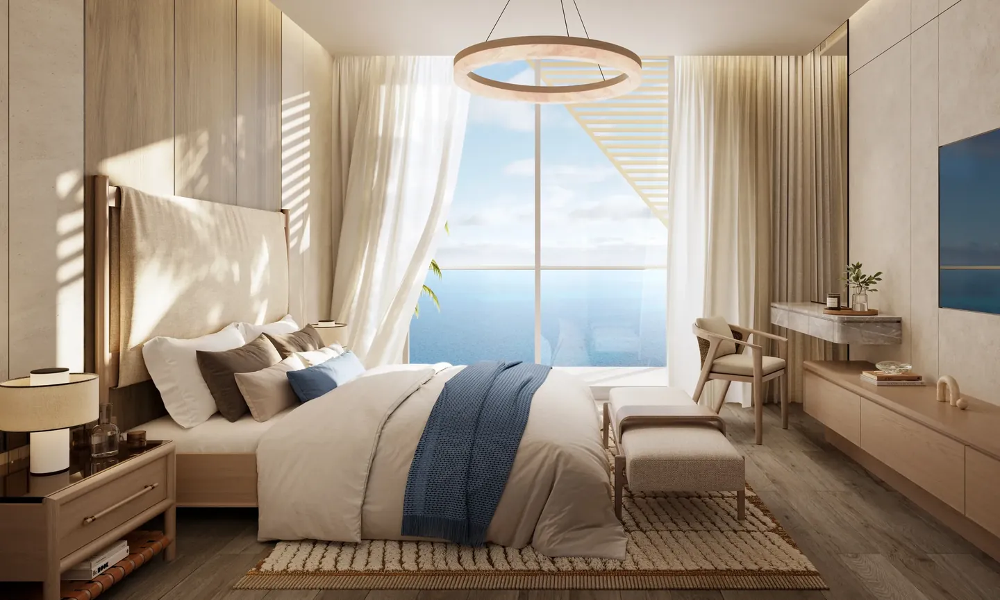Fahid Beach Residences: Apartment bedroom — developer rendering
