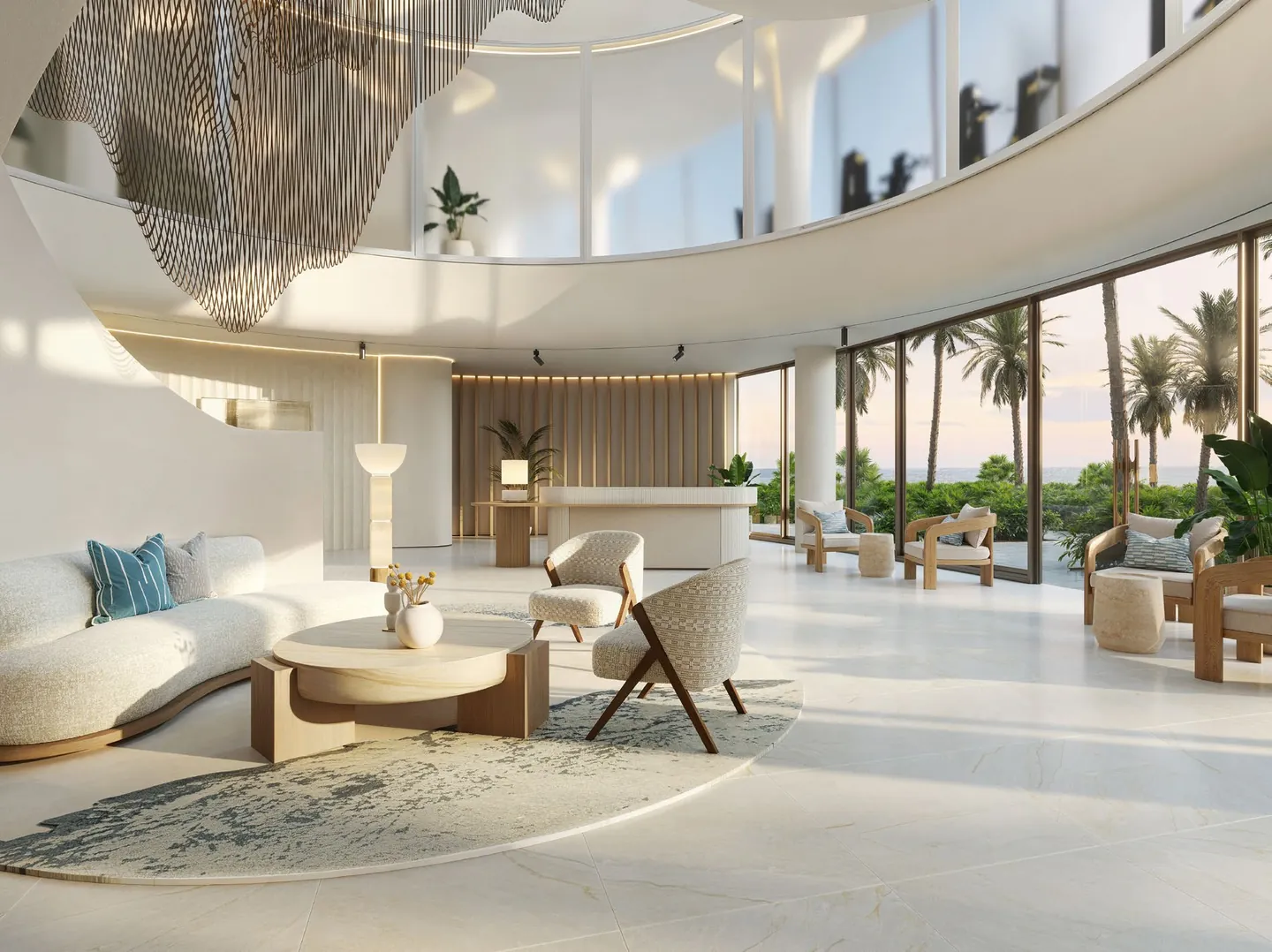 Fahid Beach Terraces: Residents clubhouse lounge — developer rendering