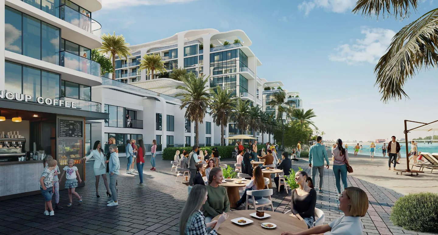 Florine Beach Residences: Florine waterfront promenade and cafe — developer rendering