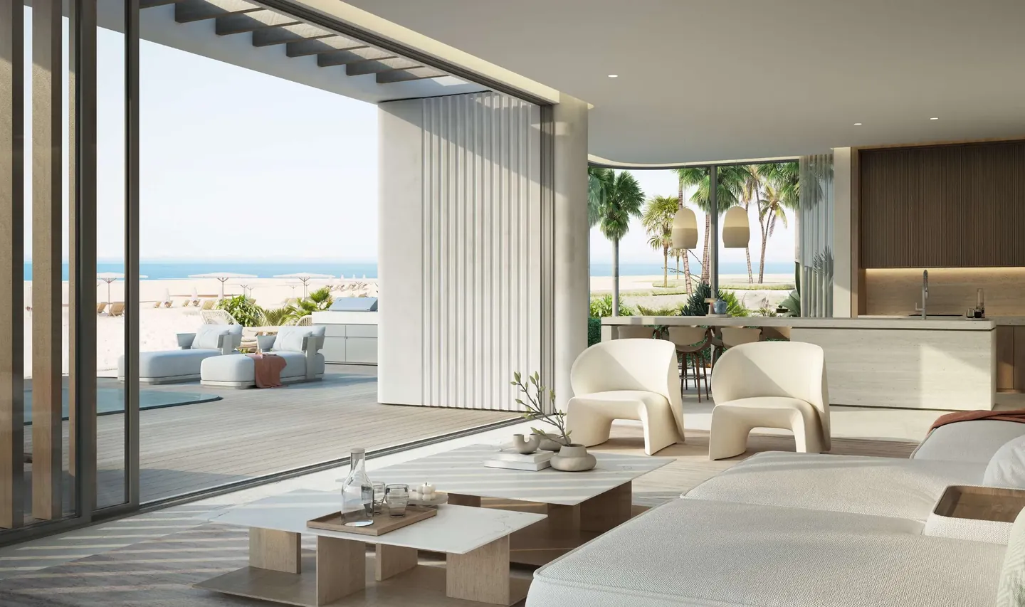 NB Collection: Living room opening onto the terrace — developer rendering