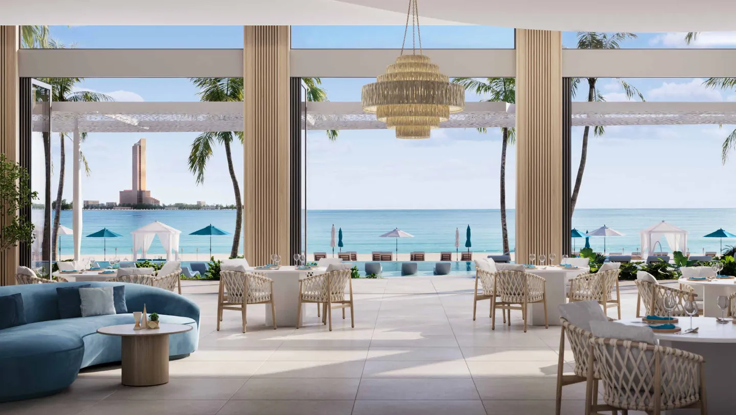 Nikki Beach Residences: Sea-view dining terrace — developer rendering