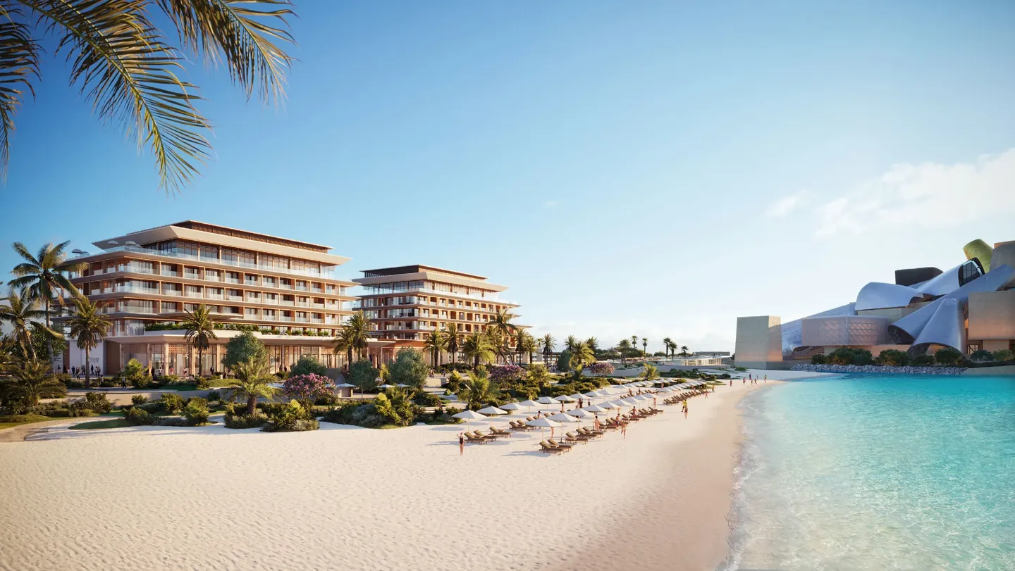 Nobu Residences Abu Dhabi: Nobu beachfront facade — developer rendering
