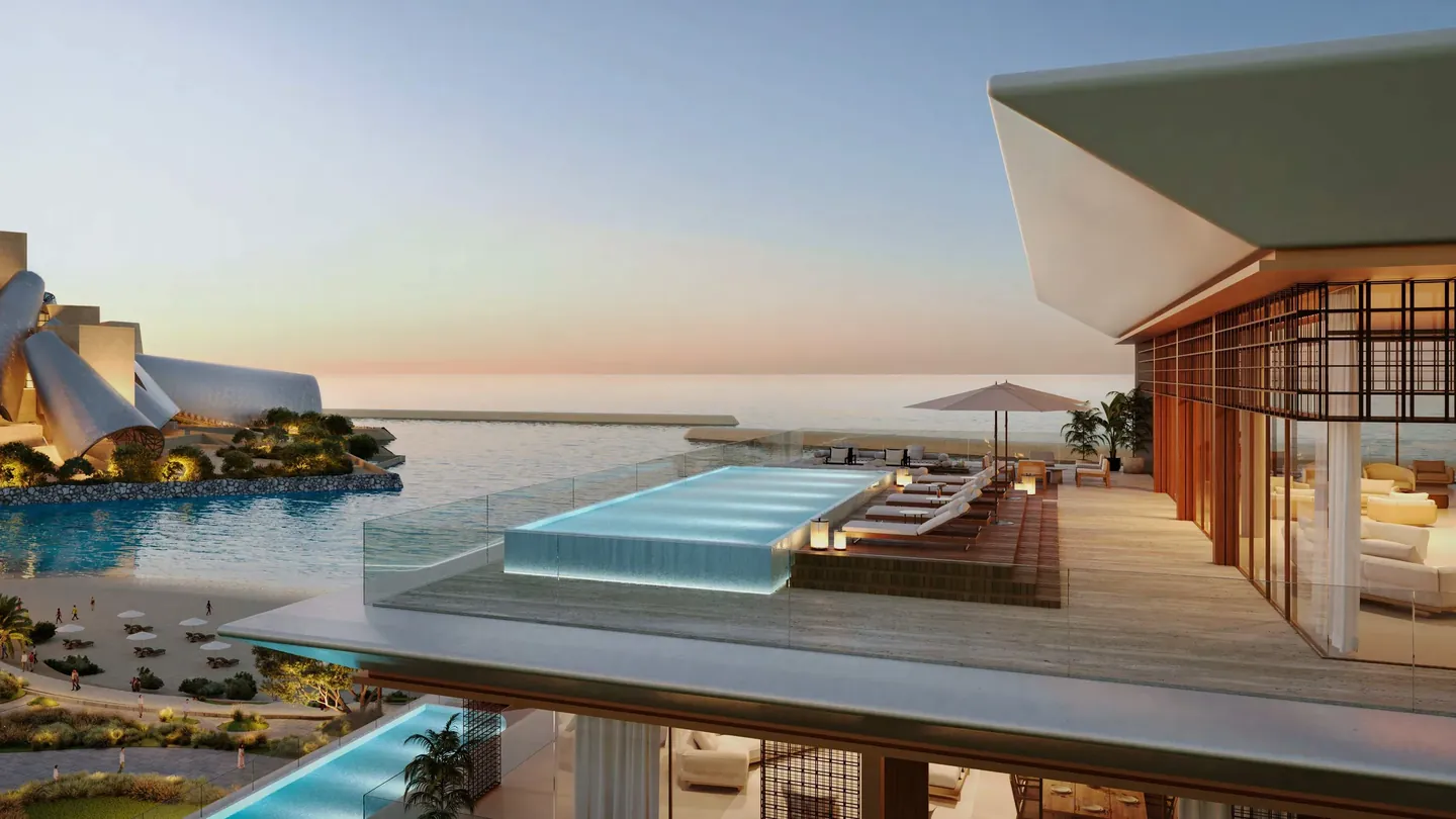 Nobu Residences Abu Dhabi: Private terrace overlooking the cultural district — developer rendering