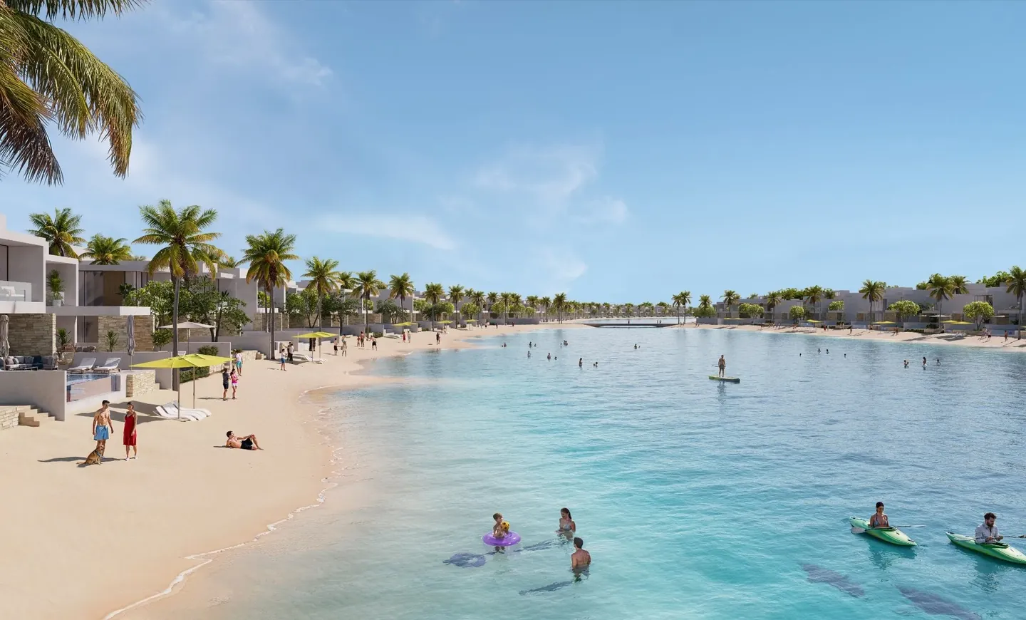 Palm Grove / Coral Beach Villas: Palm Grove villas along the beach — developer rendering