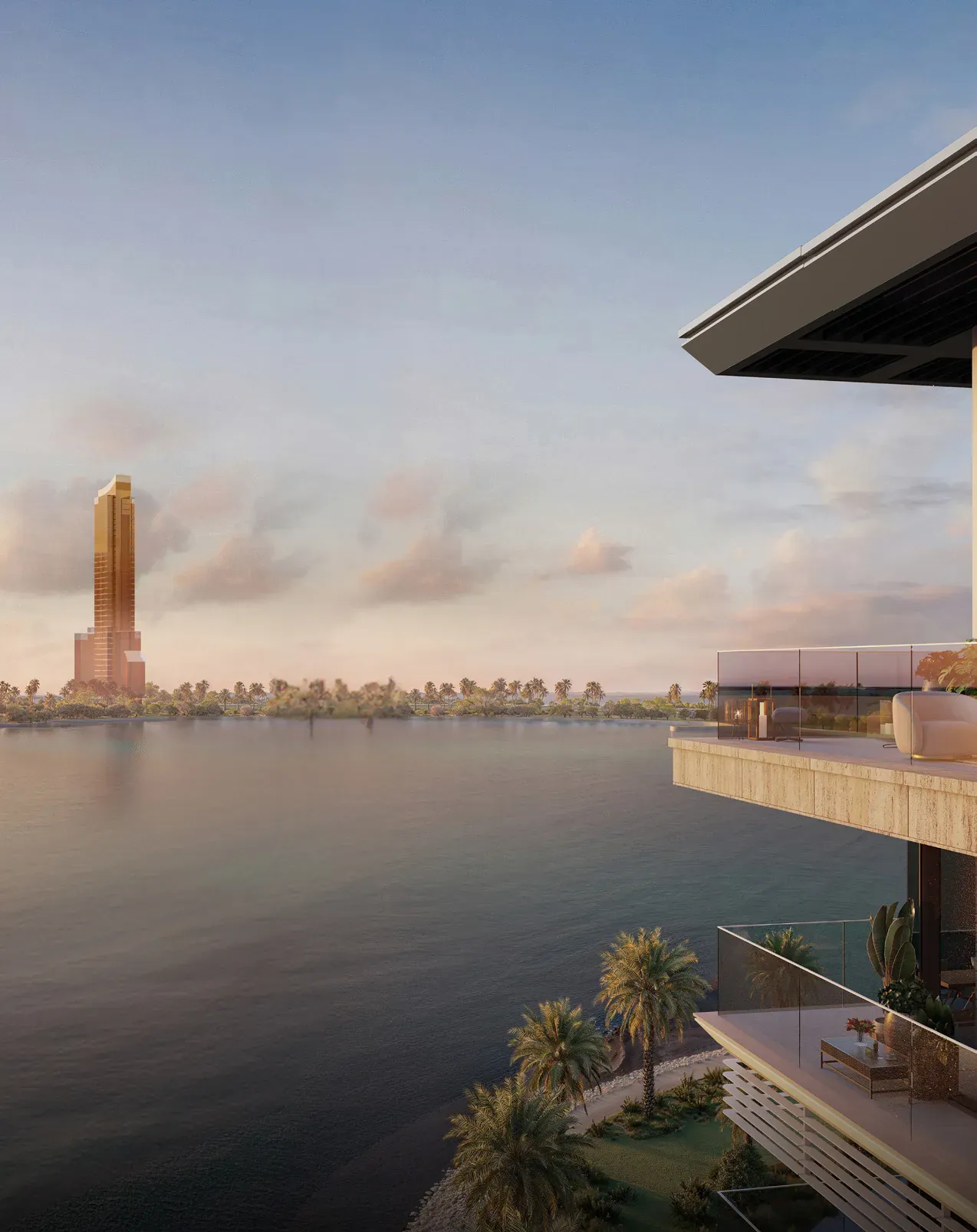 Playa del Sol: Balcony overlooking Al Marjan Island — developer rendering