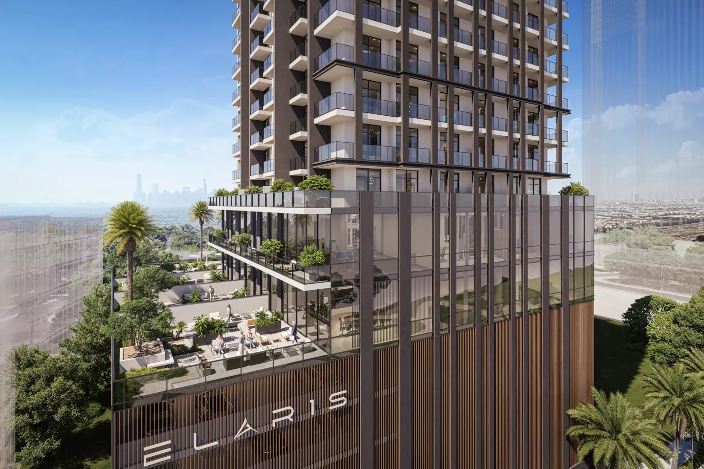 ELAR1S Rise exterior and landscaped terrace, official developer rendering