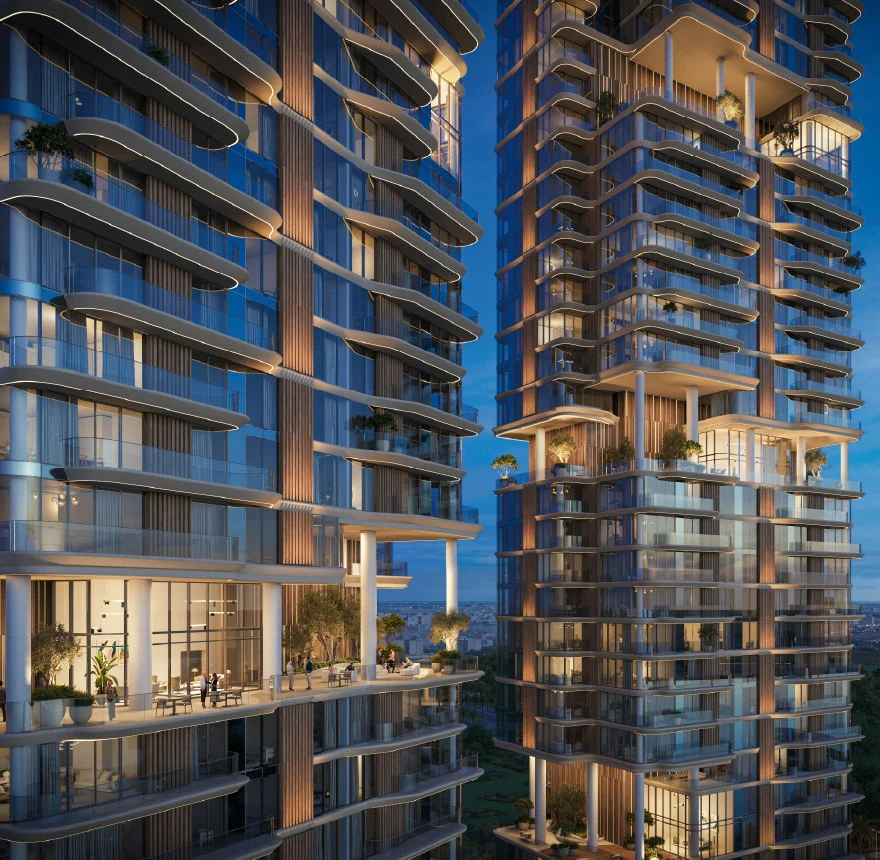 The Edit at d3 facade and balconies, official developer rendering